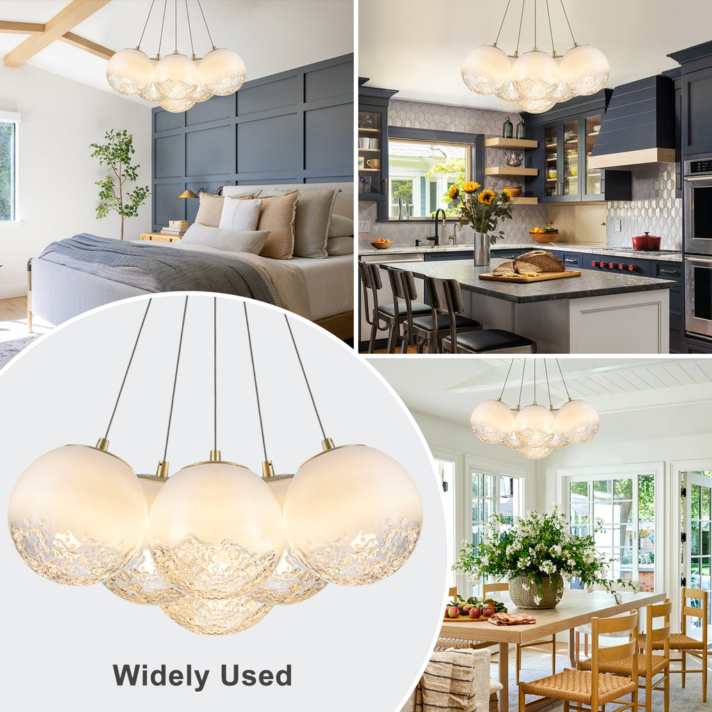 6-Light Modern Gradient Moon Glass Globe LED Chandelier Dimmable - product image 14 | Zenvolit