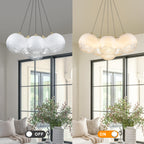 6-Light Modern Gradient Moon Glass Globe LED Chandelier Dimmable - product image 16 | Zenvolit