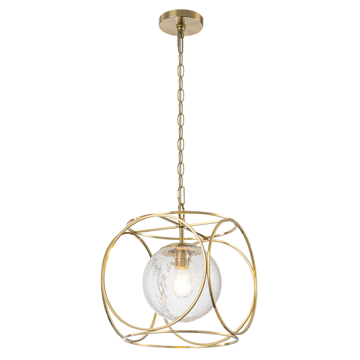 11.5" Metal Frame Clear Crackled Glass Globe Pendant Light Modern - product image 7 | Zenvolit