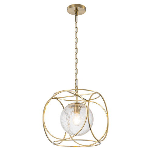 11.5" Metal Frame Clear Crackled Glass Globe Pendant Light Modern - product image 7 | Zenvolit