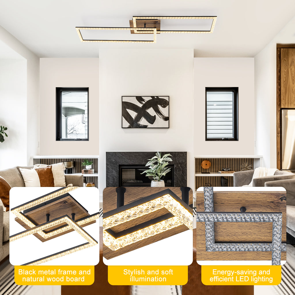 41 inch Dual Frame Rectangular Integrated LED Flush Mount Ceiling Light with Triac Dimmable - product image 3 | Zenvolit