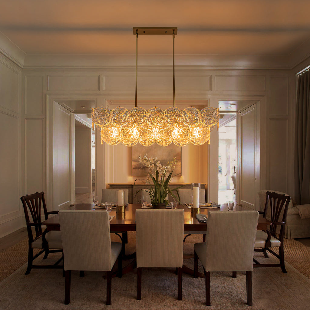 5-Light Modern Linear Chandelier with Sunflower Glass Petals - product image 1 | Zenvolit