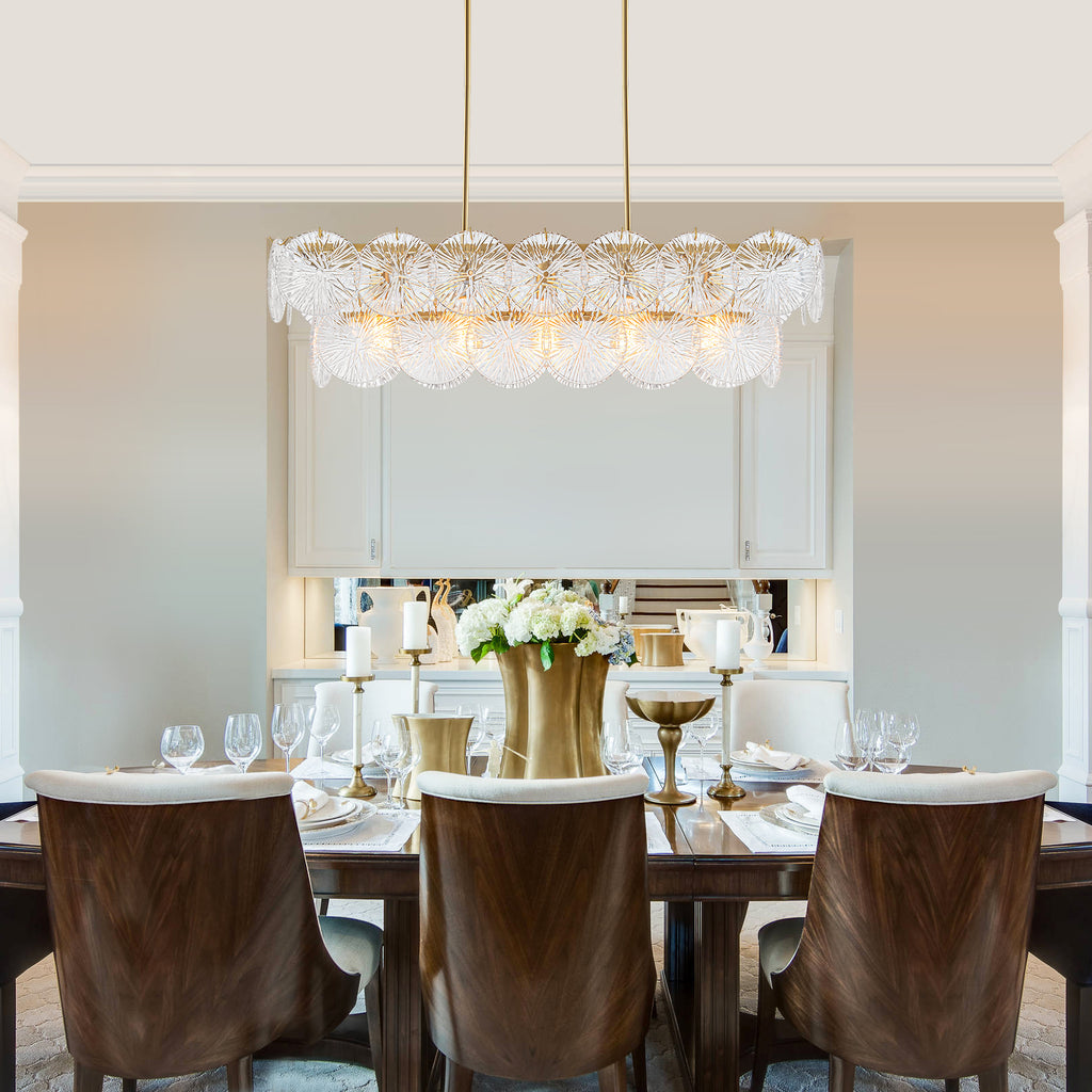 5-Light Modern Linear Chandelier with Sunflower Glass Petals - product image 2 | Zenvolit