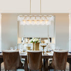 5-Light Modern Linear Chandelier with Sunflower Glass Petals - product image 2 | Zenvolit