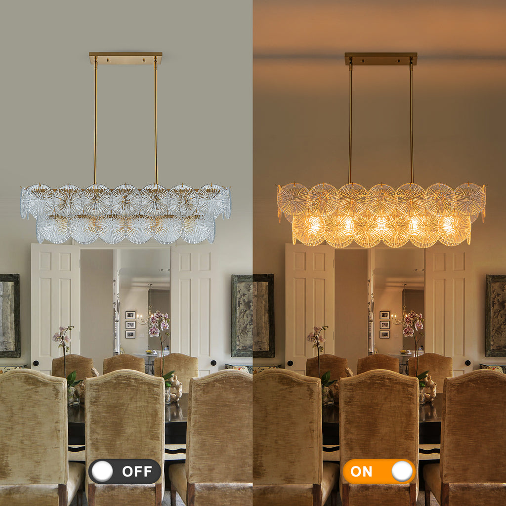 5-Light Modern Linear Chandelier with Sunflower Glass Petals - product image 7 | Zenvolit