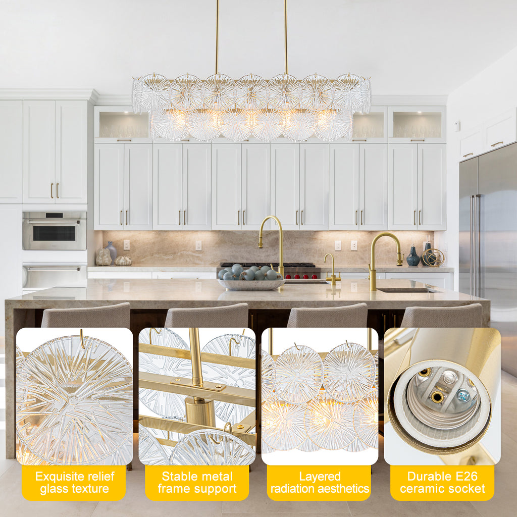 5-Light Modern Linear Chandelier with Sunflower Glass Petals - product image 8 | Zenvolit