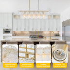 5-Light Modern Linear Chandelier with Sunflower Glass Petals - product image 8 | Zenvolit