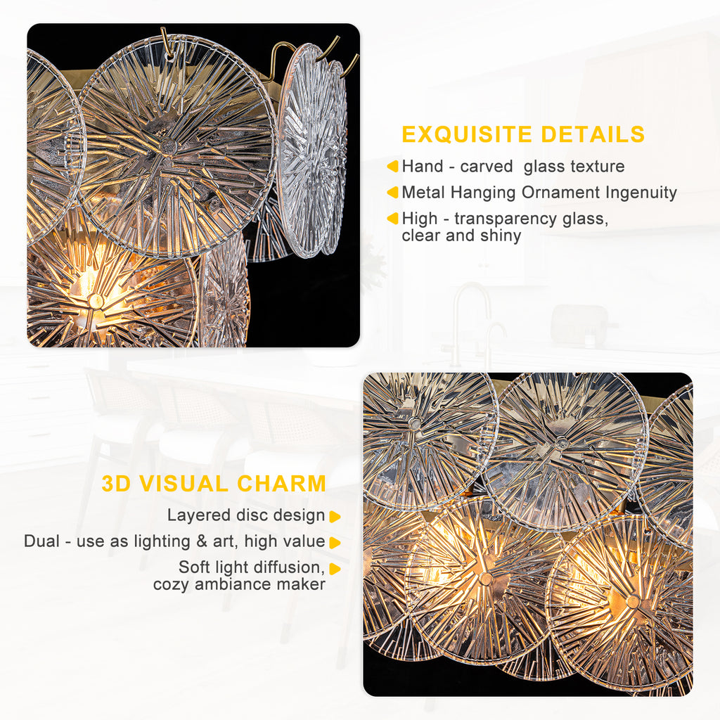5-Light Modern Linear Chandelier with Sunflower Glass Petals - product image 9 | Zenvolit