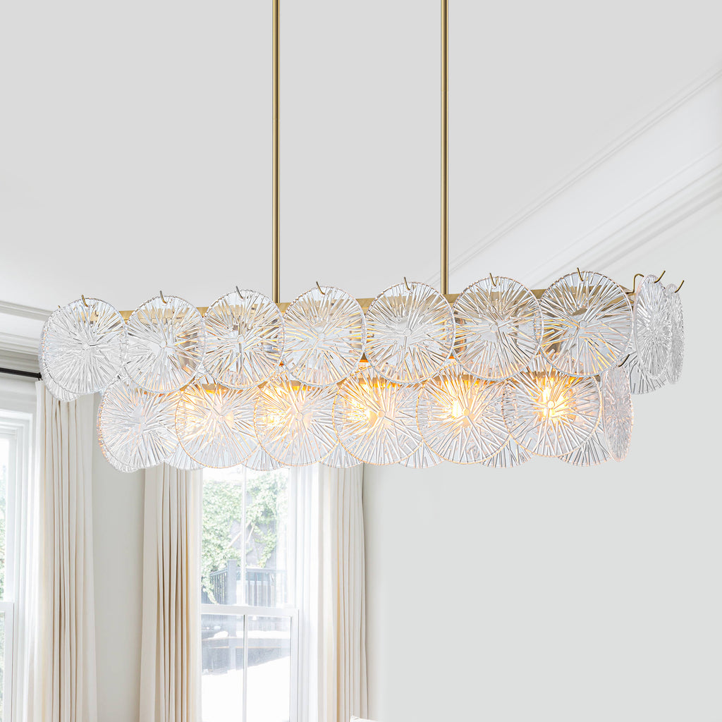 5-Light Modern Linear Chandelier with Sunflower Glass Petals - product image 11 | Zenvolit