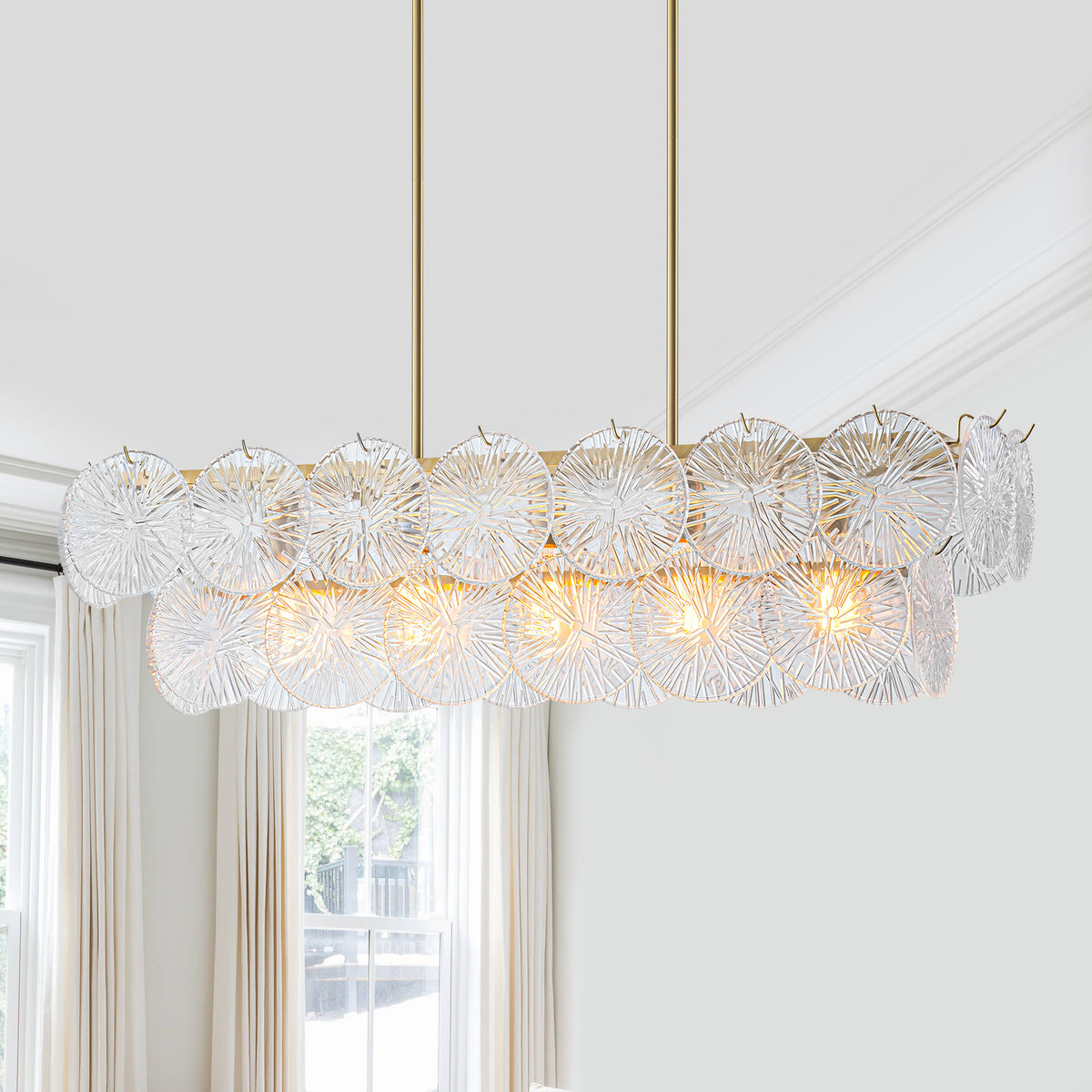 5-Light Modern Linear Chandelier with Sunflower Glass Petals - product image 11 | Zenvolit