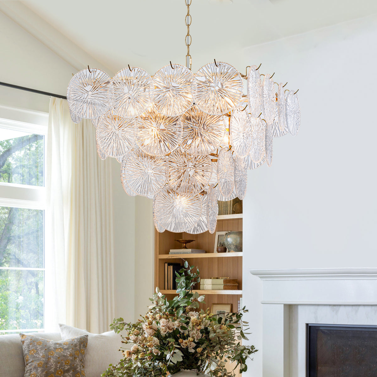 13-Light Luxury Tiered Chandelier with Sunflower Glass Petals - product image 11 | Zenvolit
