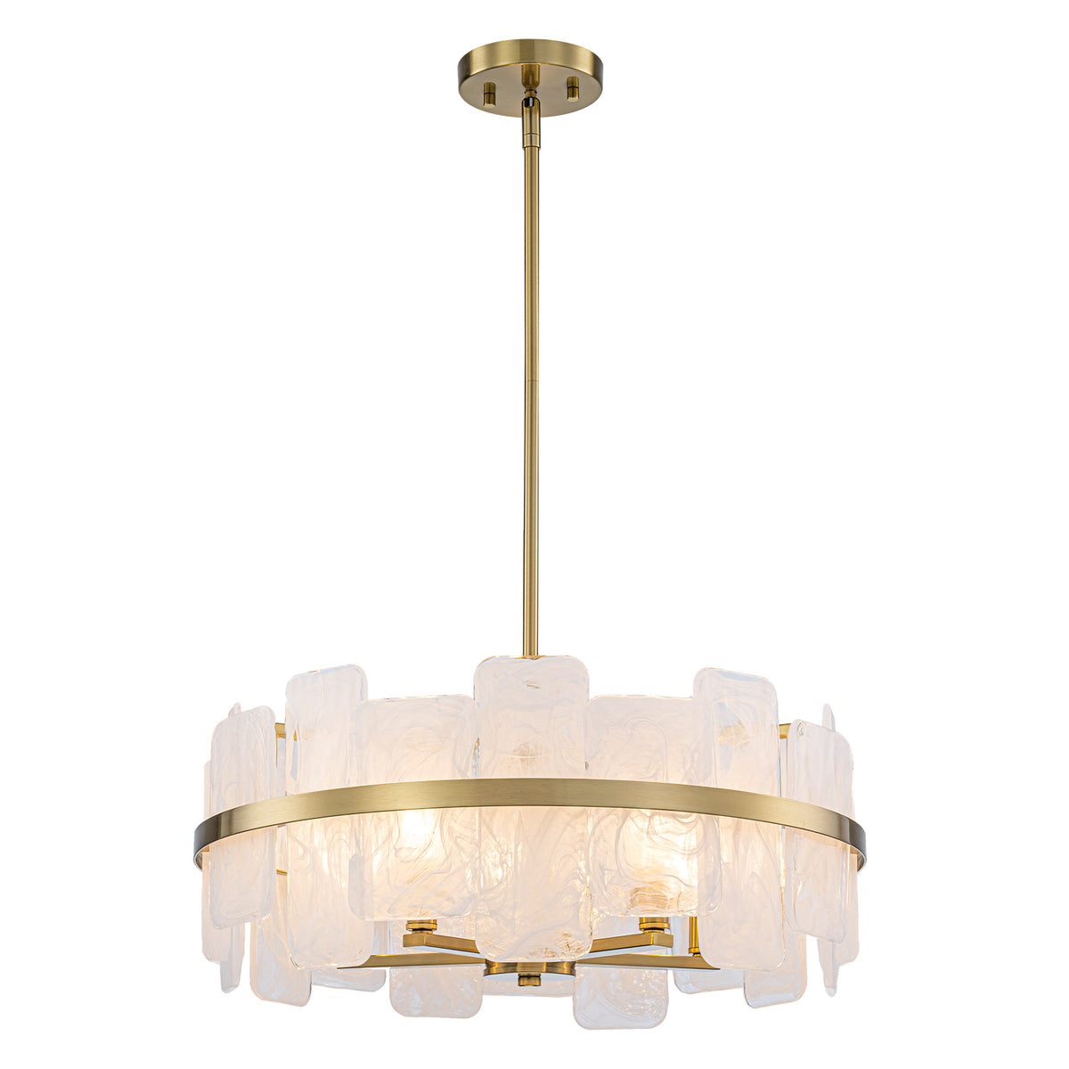 5-Light Modern Gold Round Chandelier with Clouded Glass Panels - product image 14 | Zenvolit