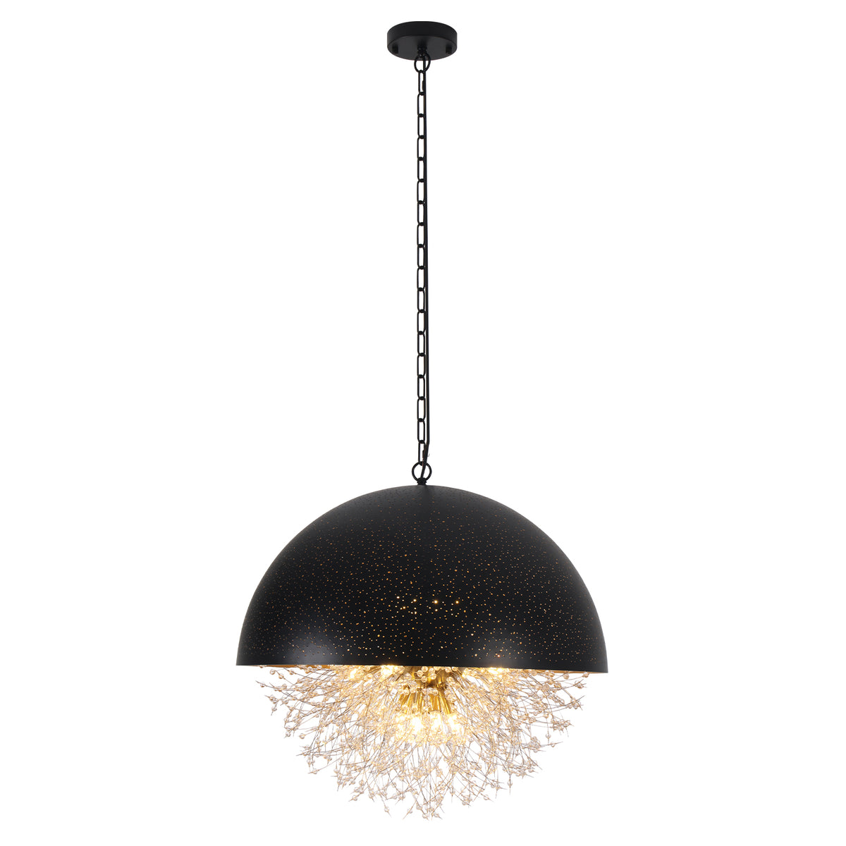 12 Lights Dandelion Crystal Chandelier Perforated Semi Circle Dome - product image 2 | Zenvolit