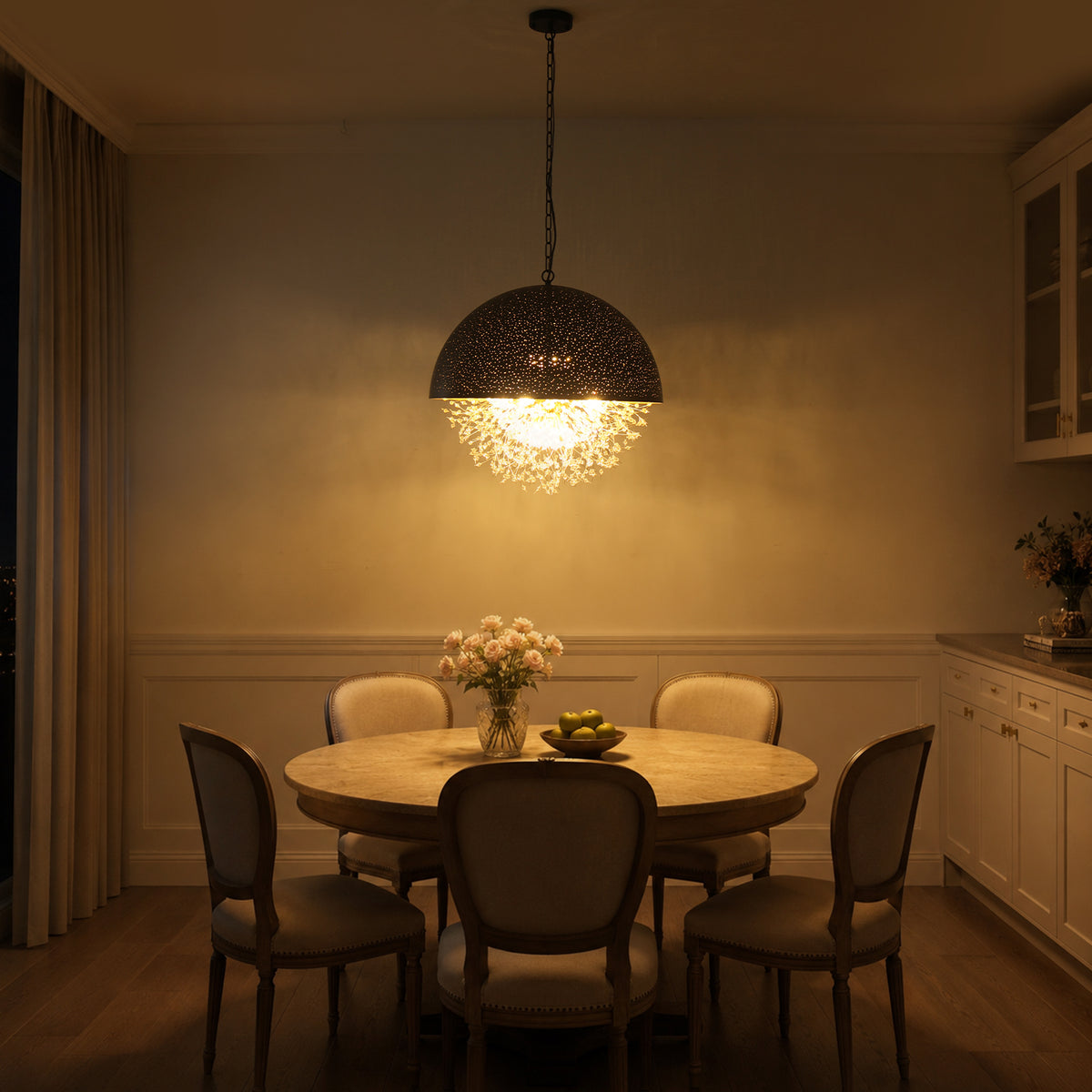 12 Lights Dandelion Crystal Chandelier Perforated Semi Circle Dome - product image 8 | Zenvolit