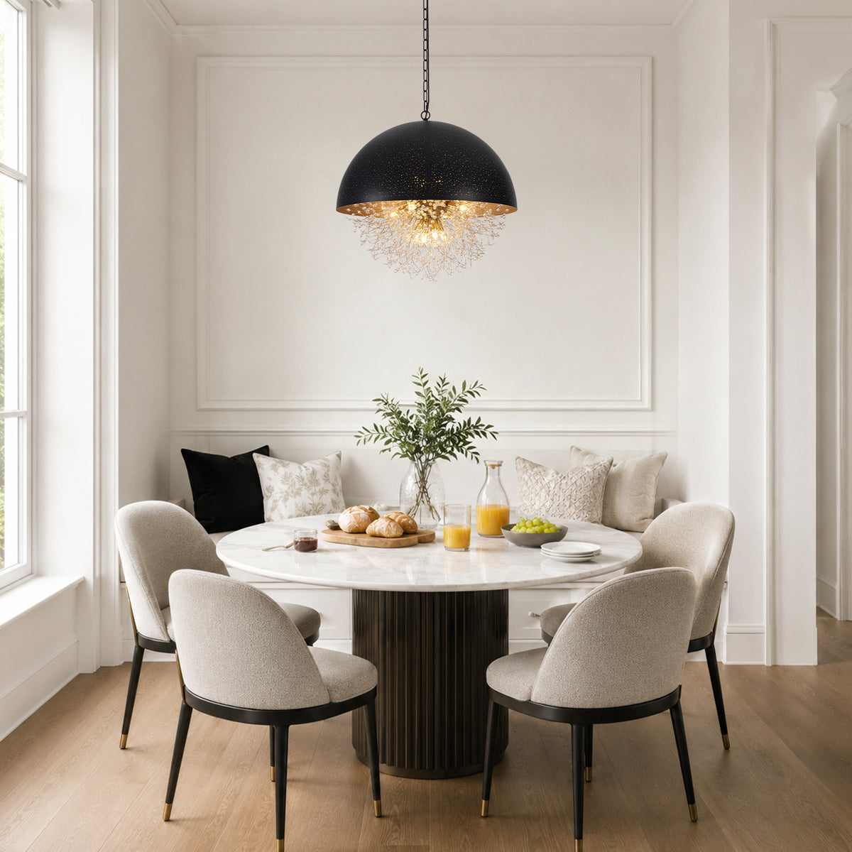 12 Lights Dandelion Crystal Chandelier Perforated Semi Circle Dome - product image 10 | Zenvolit