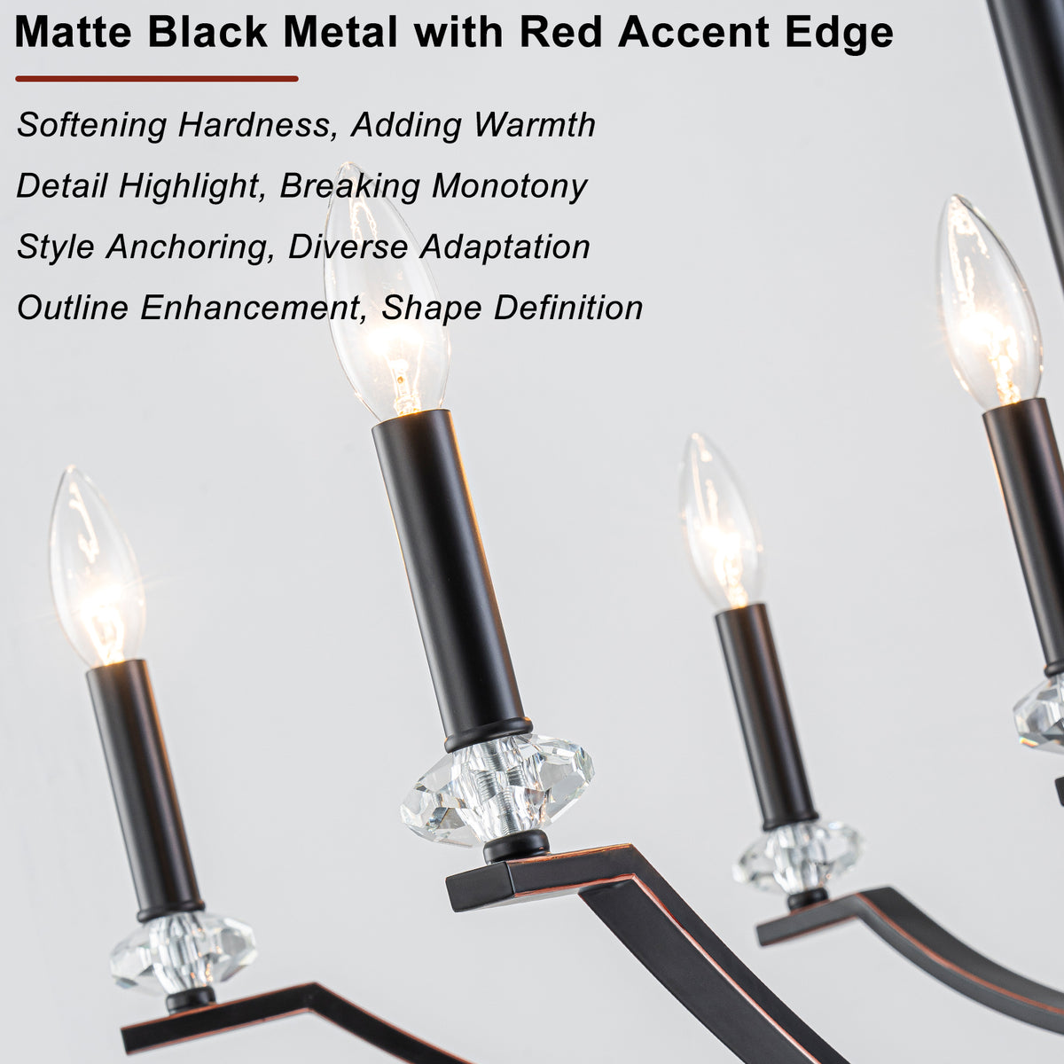 8-Light Industrial Black Chandelier Crystal Accents Adjustable Arms - product image 16 | Zenvolit