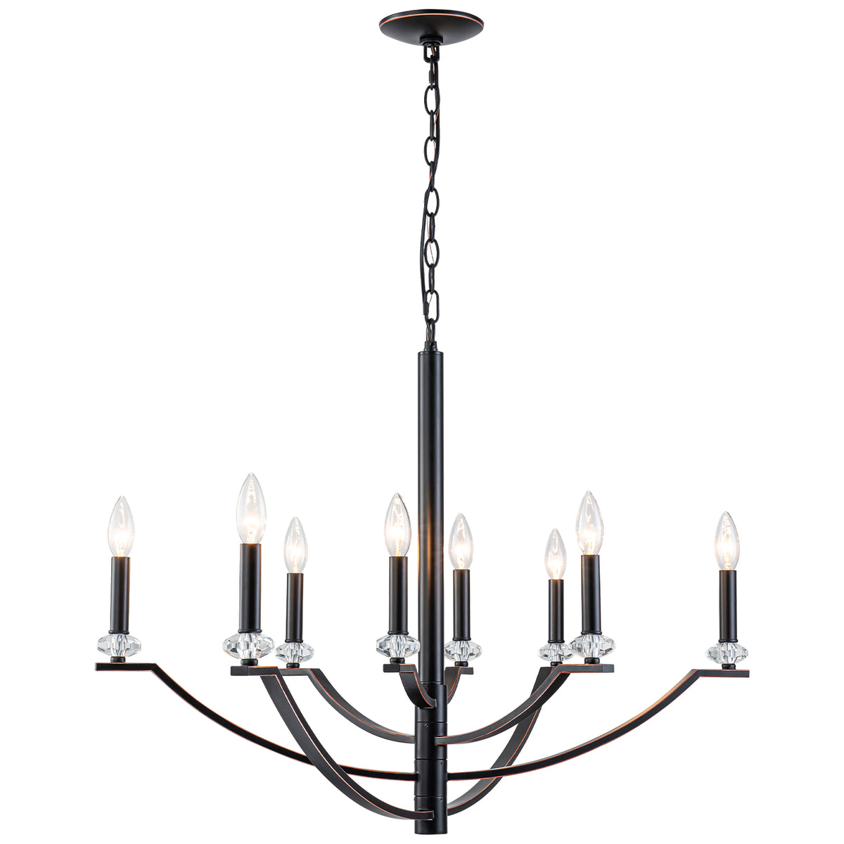 8-Light Industrial Black Chandelier Crystal Accents Adjustable Arms - product image 17 | Zenvolit