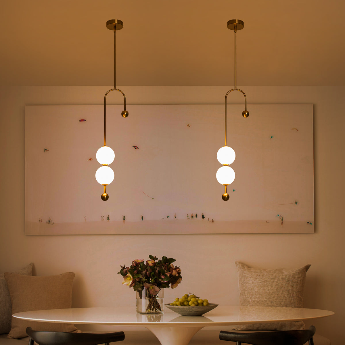 Gold Dual Globe LED Pendant Light Dimmable Modern Hanging Fixture - product image 1 | Zenvolit