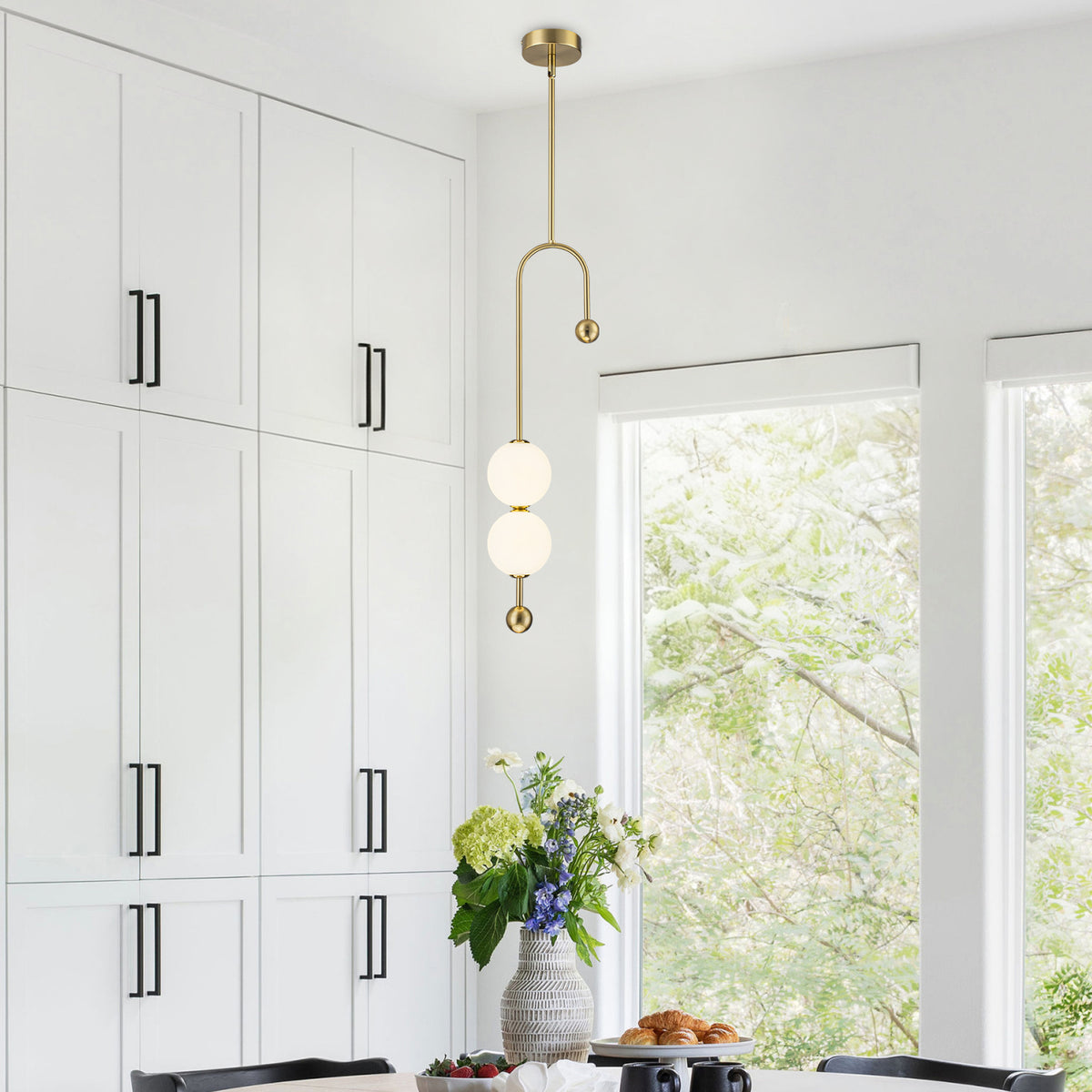 Gold Dual Globe LED Pendant Light Dimmable Modern Hanging Fixture - product image 3 | Zenvolit