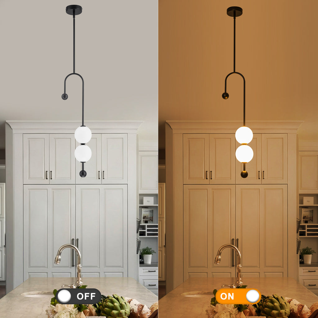Black Dual Globe LED Pendant Light Dimmable Modern Hanging Fixture - product image 1 | Zenvolit