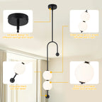 Black Dual Globe LED Pendant Light Dimmable Modern Hanging Fixture - product image 2 | Zenvolit