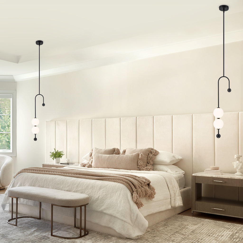 Black Dual Globe LED Pendant Light Dimmable Modern Hanging Fixture - product image 12 | Zenvolit