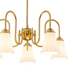 5-Light Modern Gold Chandelier Pleated Trumpet White Ceramic Shades - product image 10 | Zenvolit