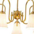 5-Light Modern Gold Chandelier Pleated Trumpet White Ceramic Shades - product image 11 | Zenvolit