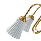 5-Light Modern Gold Chandelier Pleated Trumpet White Ceramic Shades - product image 12 | Zenvolit