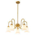 5-Light Modern Gold Chandelier Pleated Trumpet White Ceramic Shades - product image 15 | Zenvolit