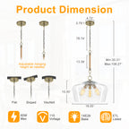Modern 3-Light Clear Glass Pendant Chandelier for Kitchen Dining Room - product image 2 | Zenvolit
