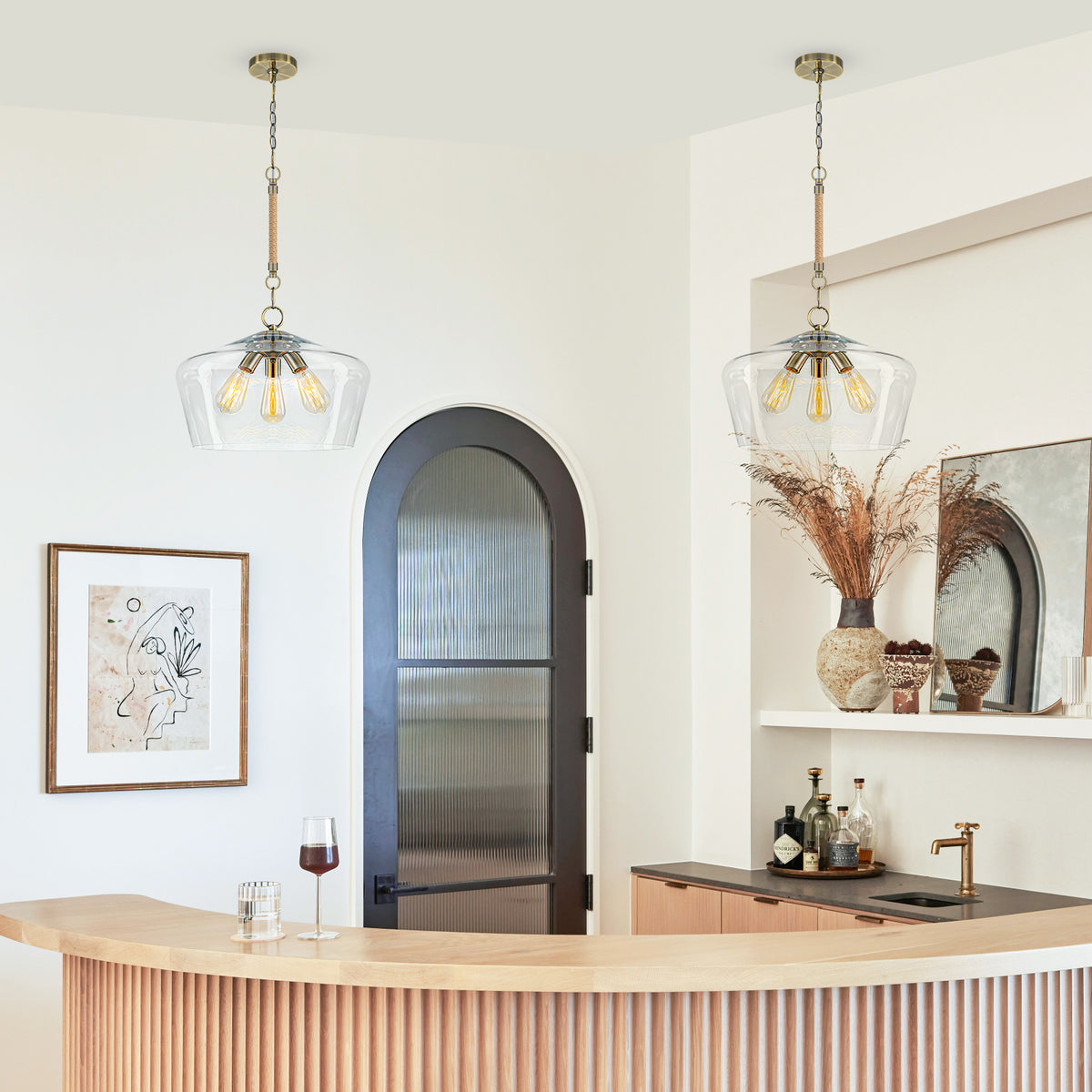 Modern 3-Light Clear Glass Pendant Chandelier for Kitchen Dining Room - product image 14 | Zenvolit