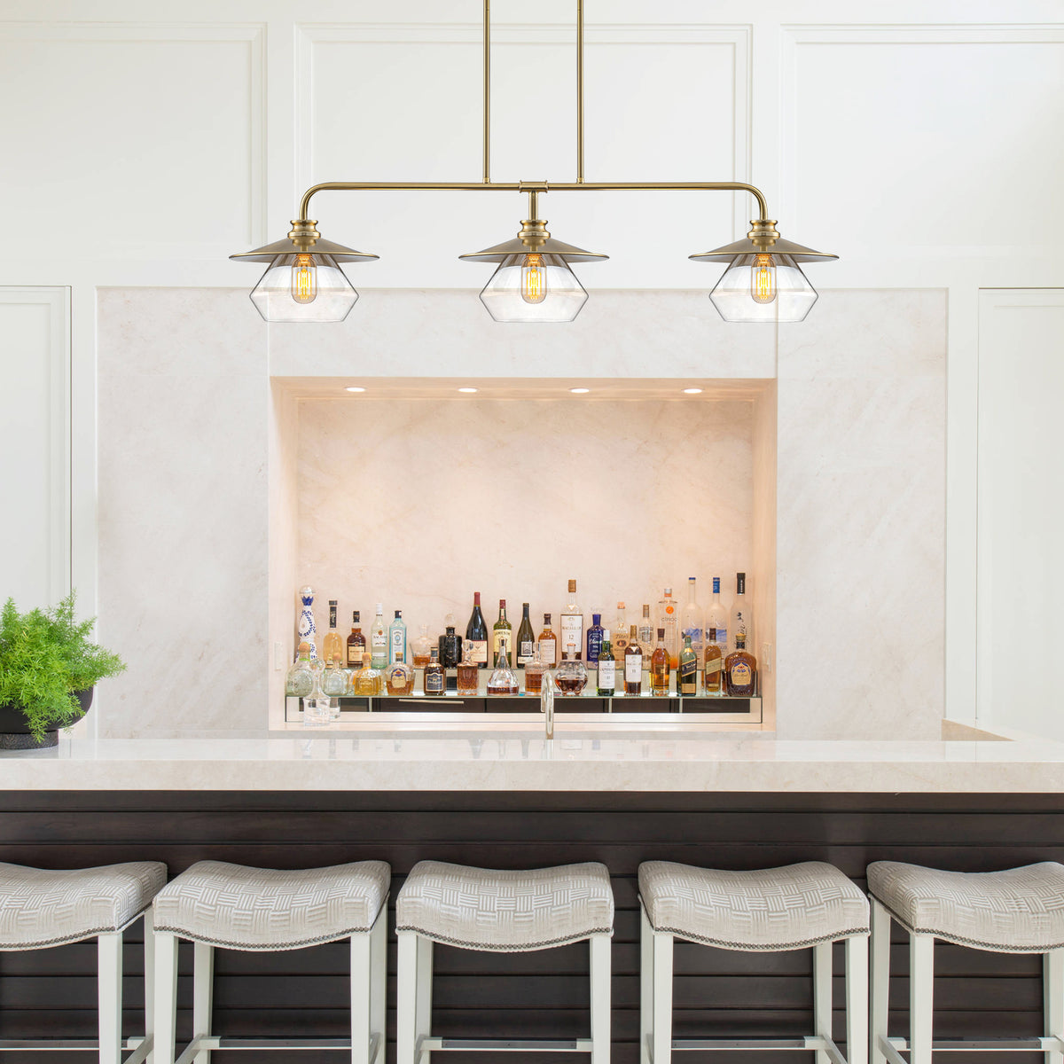 Modern 3-Light Linear Pendant Light with Clear Glass Lampshades - product image 1 | Zenvolit