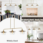 Modern 3-Light Linear Pendant Light with Clear Glass Lampshades - product image 3 | Zenvolit