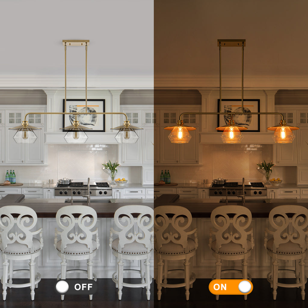 Modern 3-Light Linear Pendant Light with Clear Glass Lampshades - product image 5 | Zenvolit