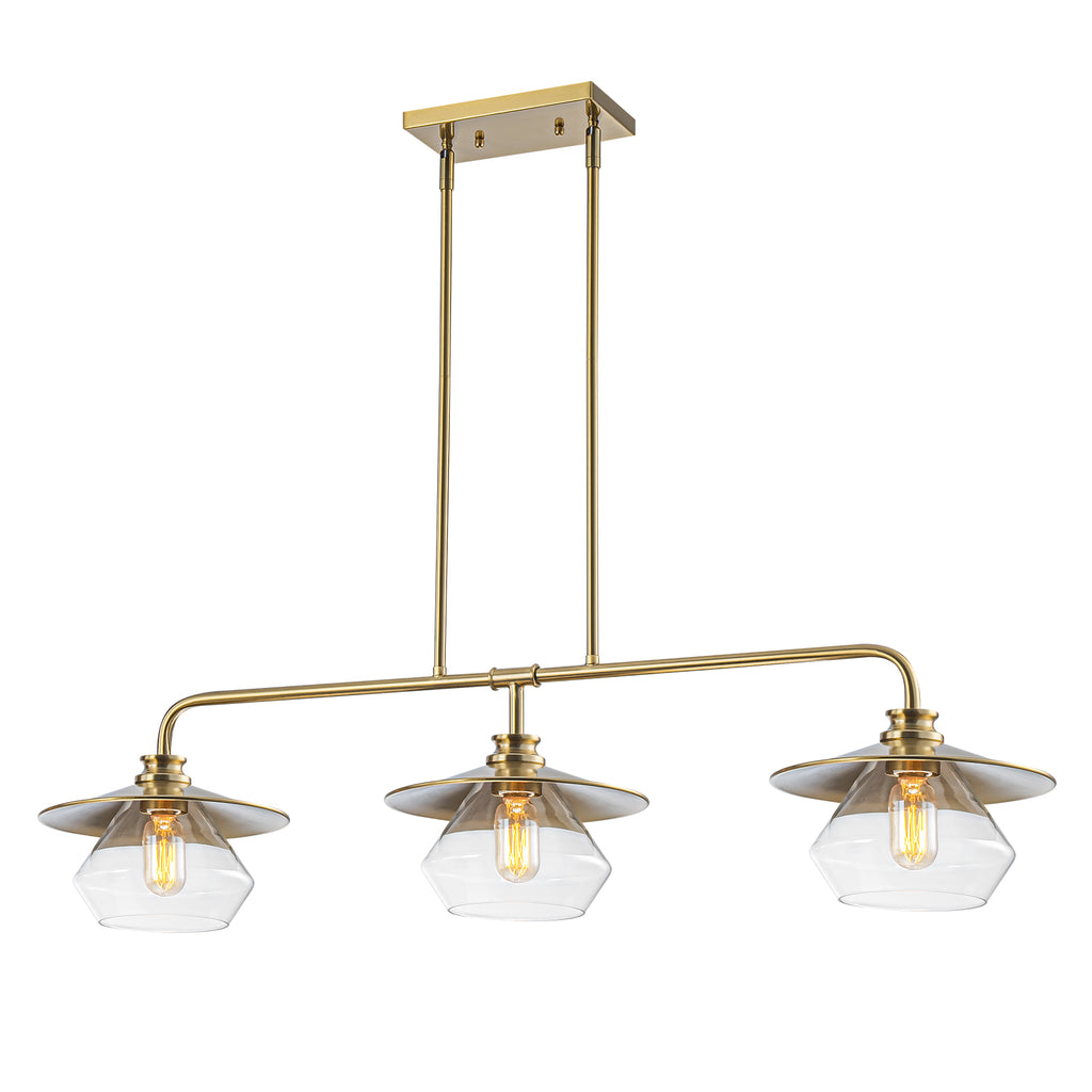 Modern 3-Light Linear Pendant Light with Clear Glass Lampshades - product image 10 | Zenvolit