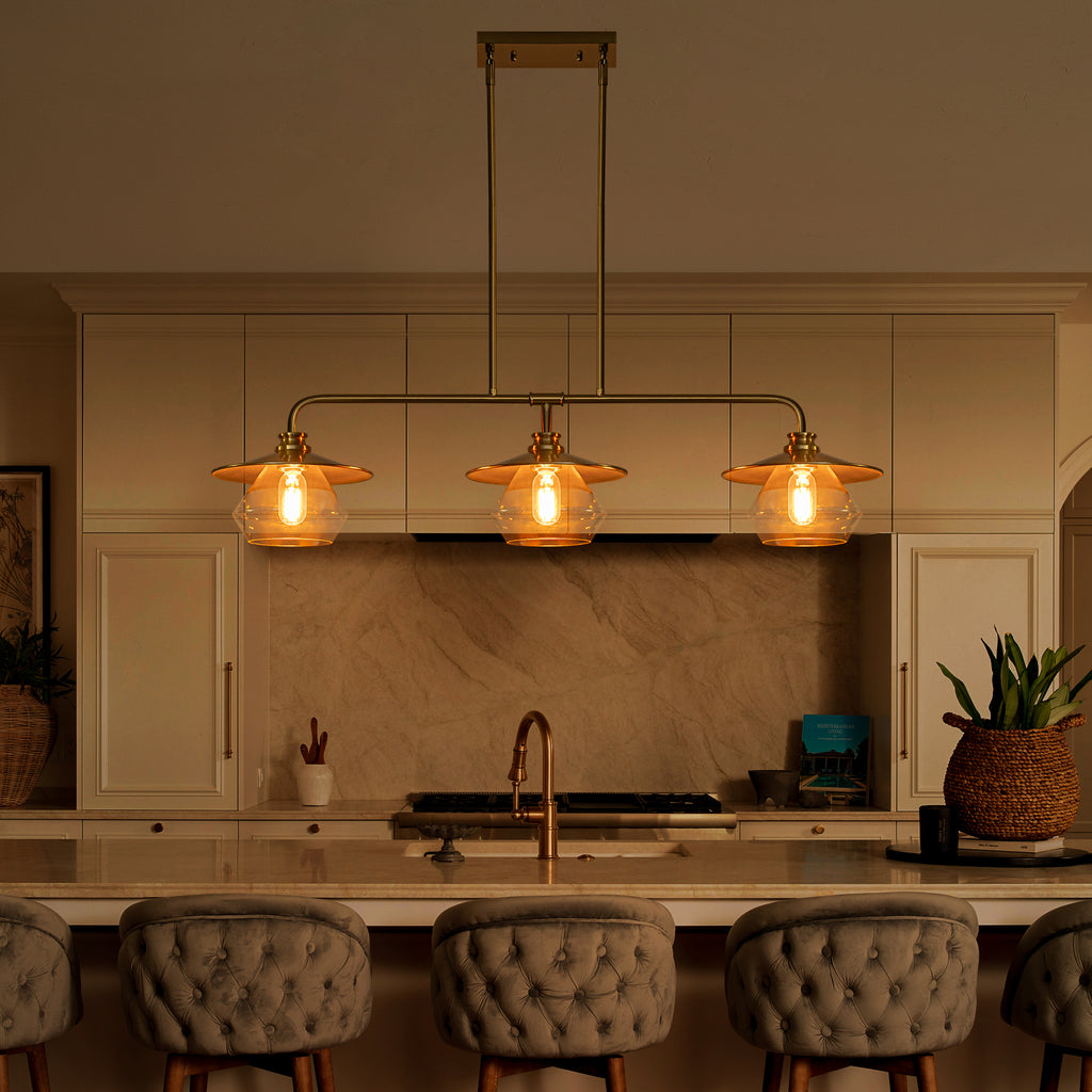 Modern 3-Light Linear Pendant Light with Clear Glass Lampshades - product image 15 | Zenvolit