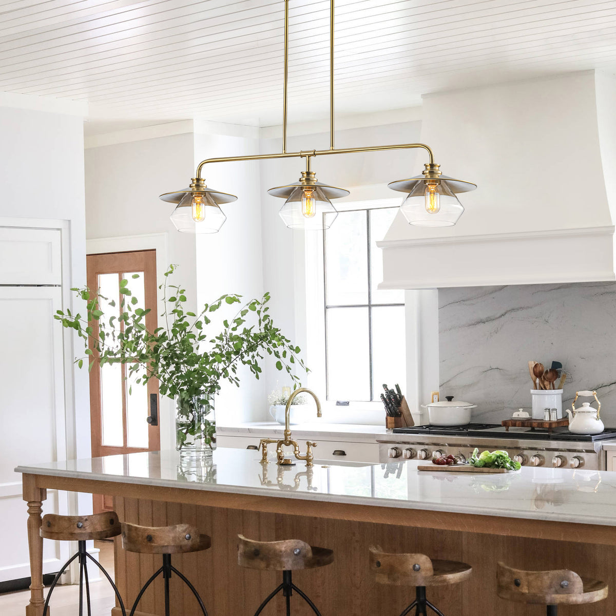 Modern 3-Light Linear Pendant Light with Clear Glass Lampshades - product image 16 | Zenvolit