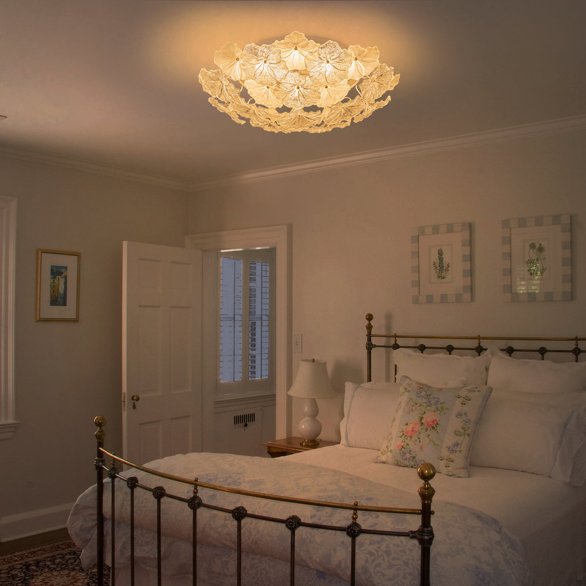 23.6 inch LED Flush Mount Ceiling Light with Clear and Frosted Glass Petal Design And Triac Dimmable - product image 4 | Zenvolit