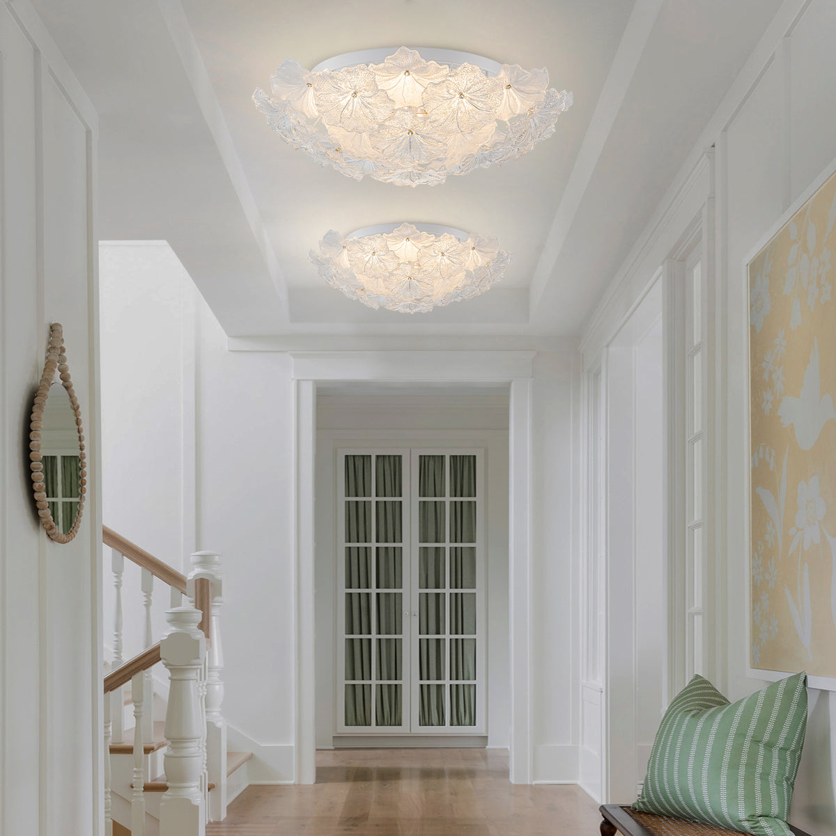 23.6 inch LED Flush Mount Ceiling Light with Clear and Frosted Glass Petal Design And Triac Dimmable - product image 5 | Zenvolit