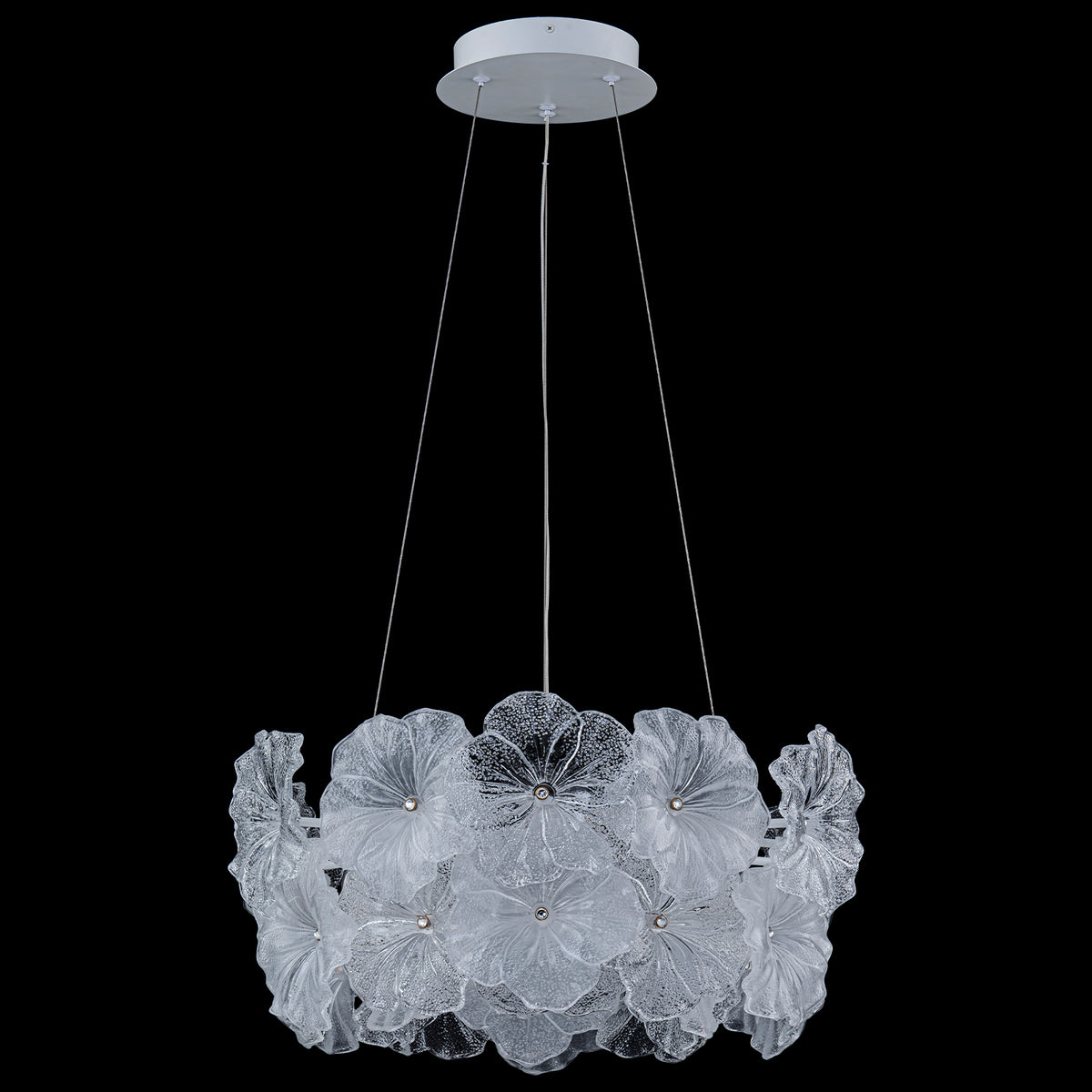 Modern LED Chandelier Clear & Frosted Glass Floral Petals Dimmable - product image 2 | Zenvolit