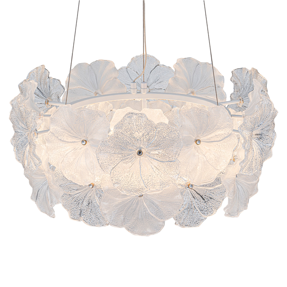 Modern LED Chandelier Clear & Frosted Glass Floral Petals Dimmable - product image 3 | Zenvolit