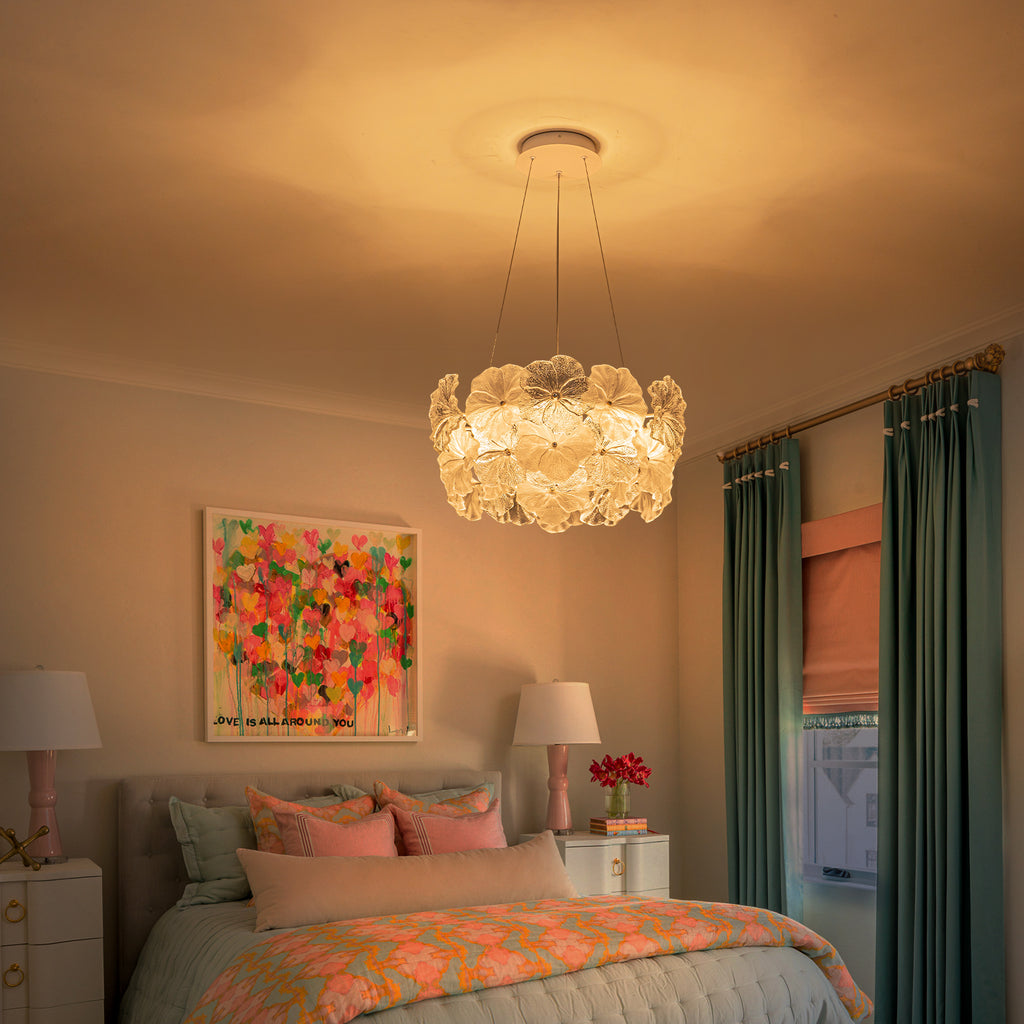 Modern LED Chandelier Clear & Frosted Glass Floral Petals Dimmable - product image 5 | Zenvolit