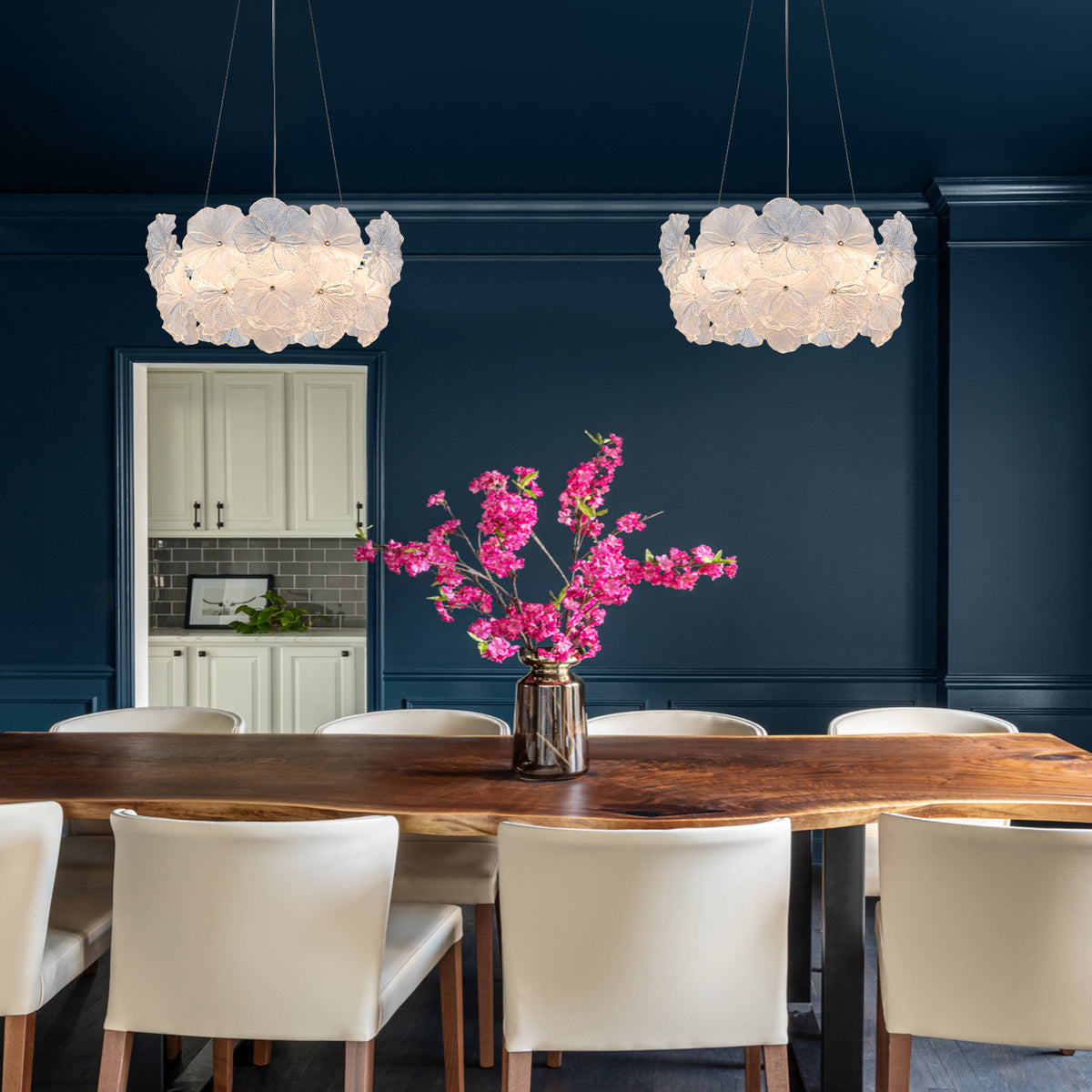 Modern LED Chandelier Clear & Frosted Glass Floral Petals Dimmable - product image 7 | Zenvolit