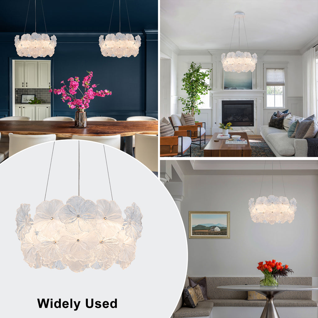 Modern LED Chandelier Clear & Frosted Glass Floral Petals Dimmable - product image 8 | Zenvolit