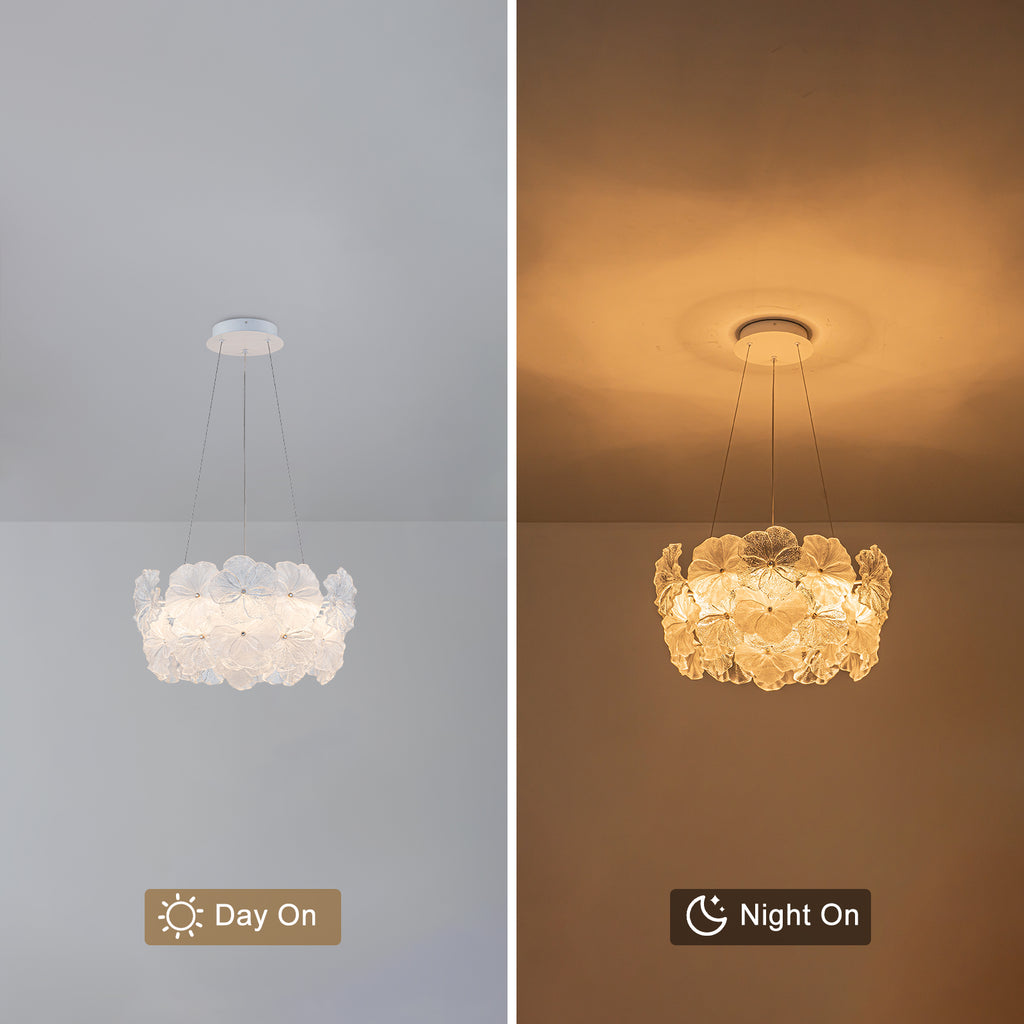 Modern LED Chandelier Clear & Frosted Glass Floral Petals Dimmable - product image 10 | Zenvolit