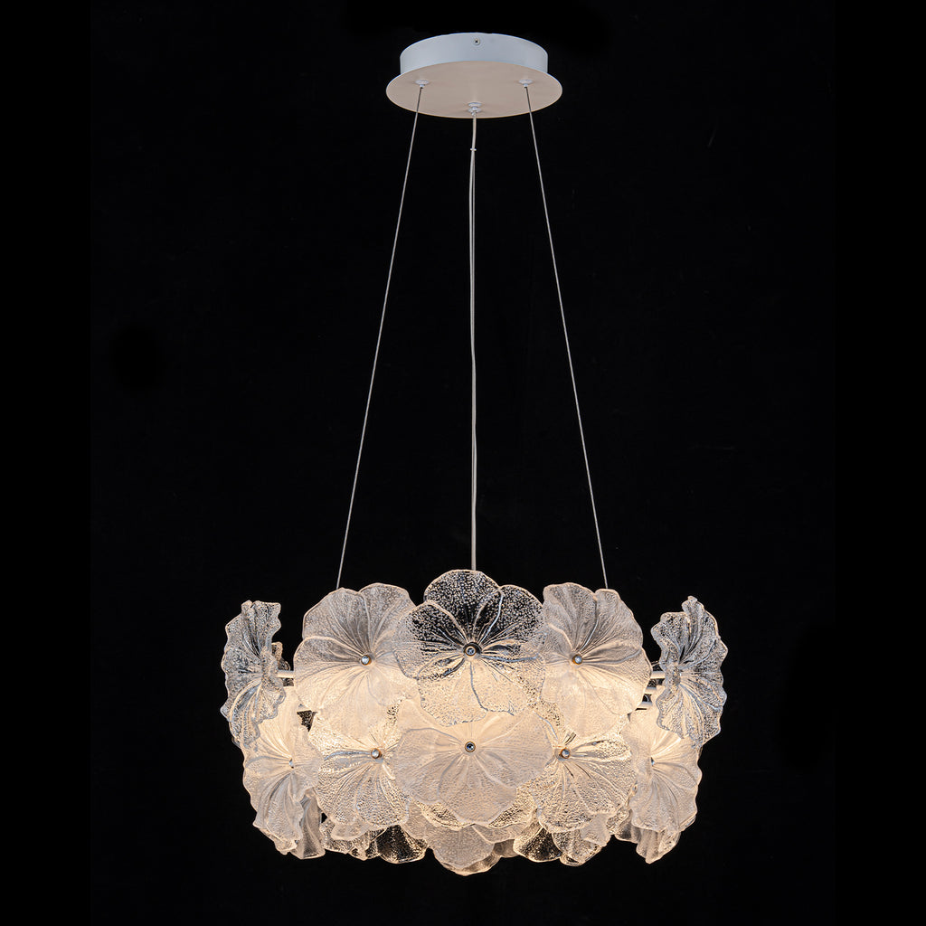 Modern LED Chandelier Clear & Frosted Glass Floral Petals Dimmable - product image 11 | Zenvolit