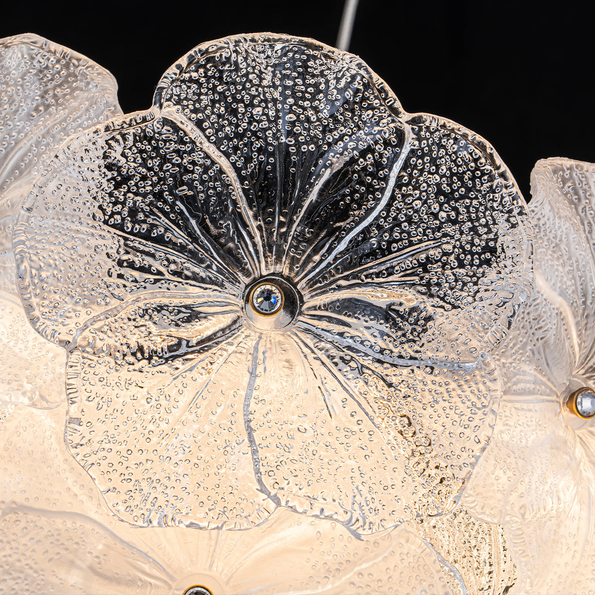 Modern LED Chandelier Clear & Frosted Glass Floral Petals Dimmable - product image 13 | Zenvolit