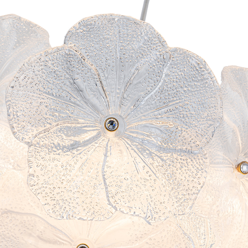 Modern LED Chandelier Clear & Frosted Glass Floral Petals Dimmable - product image 15 | Zenvolit