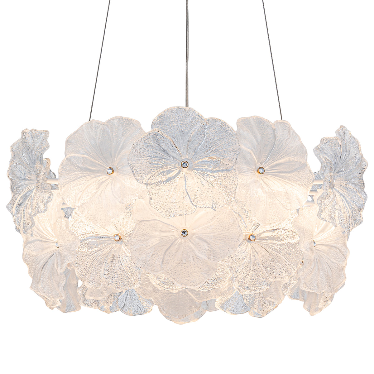 Modern LED Chandelier Clear & Frosted Glass Floral Petals Dimmable - product image 16 | Zenvolit